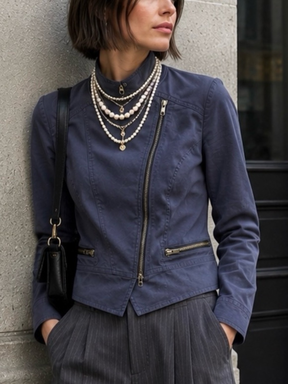 CAbi Chance Jacket Navy Moto Jacket